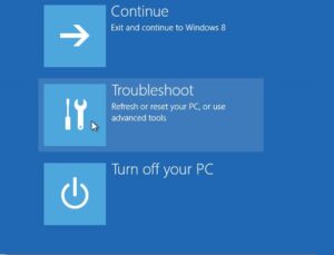 Windows 10 selecting troubleshoot