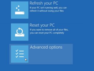 Windows 10 selecting advanced options
