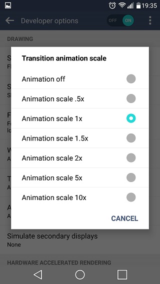 Animation Scale Menu