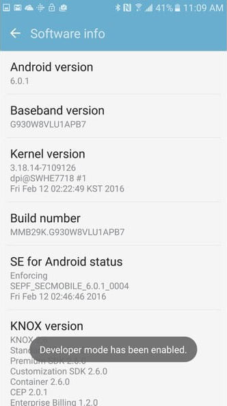 developer mode has been enabled oneplus 5