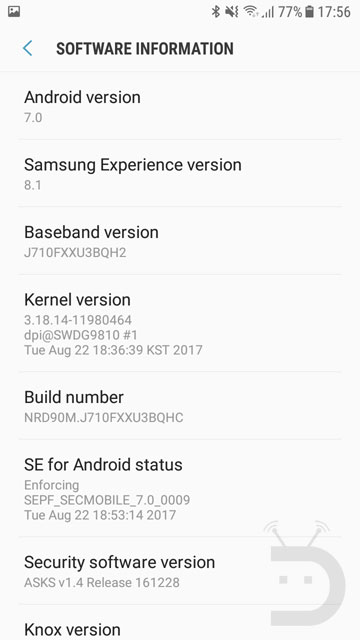 Galaxy J7 2016 Android Nougat Update 8