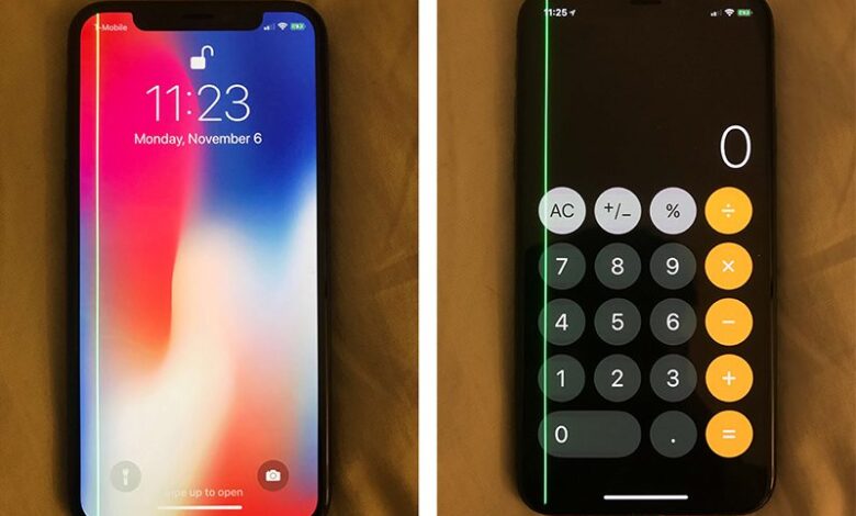هواتف iPhone X تُعاني من خط أخضر غريب طوليًا على جانب الشاشة! 1 iPhone X had green line on display