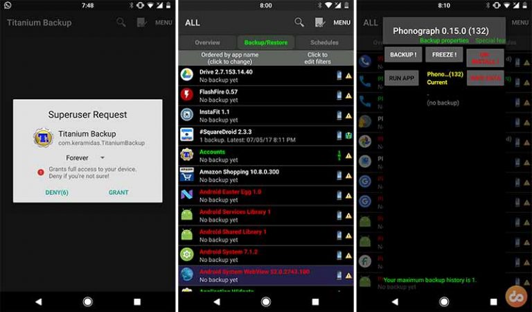 Backup Android apps with data using Titanium Backup
