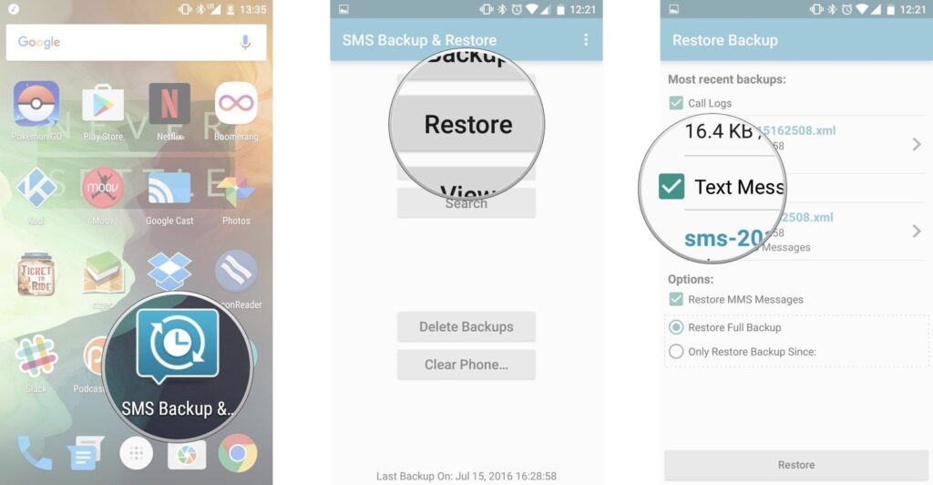 Restore Android SMS Messeges with SMS Backup app Mohamedovic 02