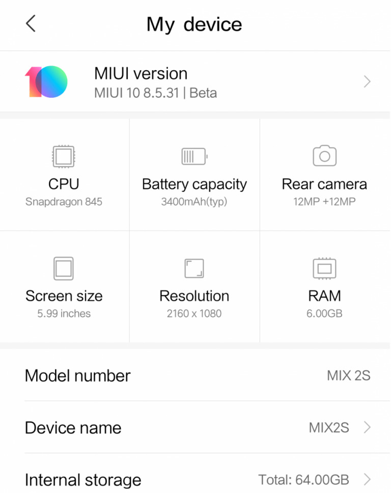 MIUI 10 Developer ROM on Xiaomi Mi Mix 2S