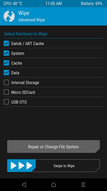 Wipe System Partitions using TWRP Mohamedovic