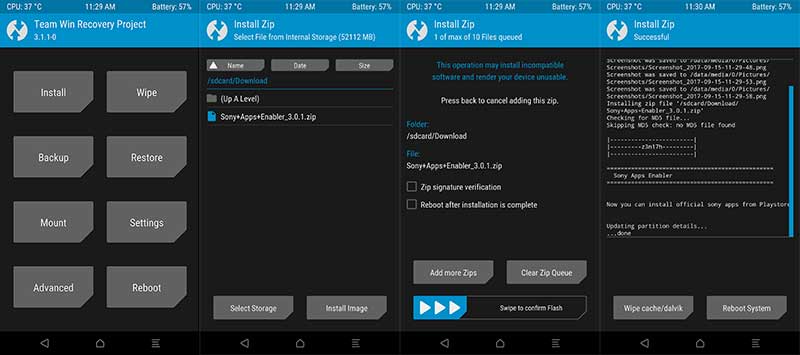 Install Sony Apps using TWRP