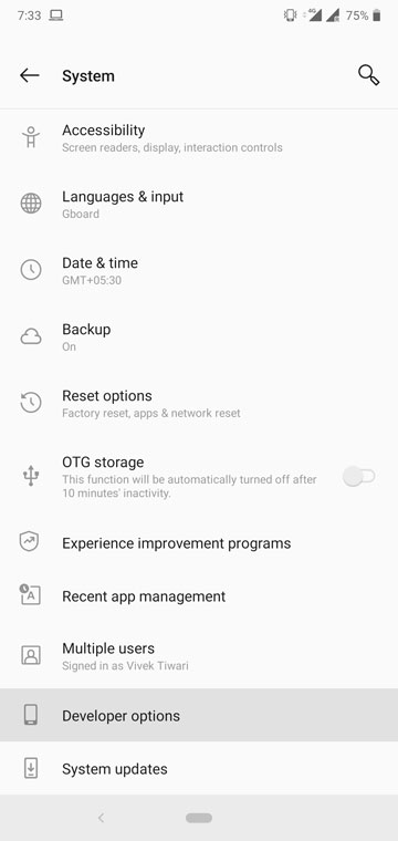 OnePlus 6T Developer Options