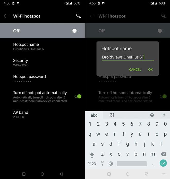 change hotspot name android
