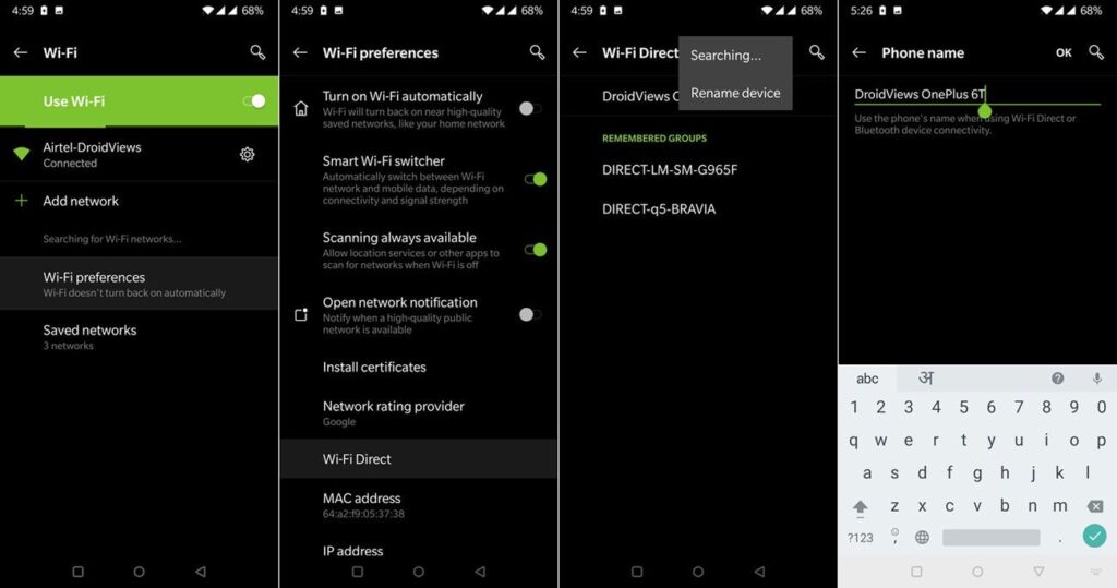 change wifi direct name android