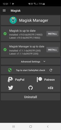Galaxy S10 Rooted with Magisk v19