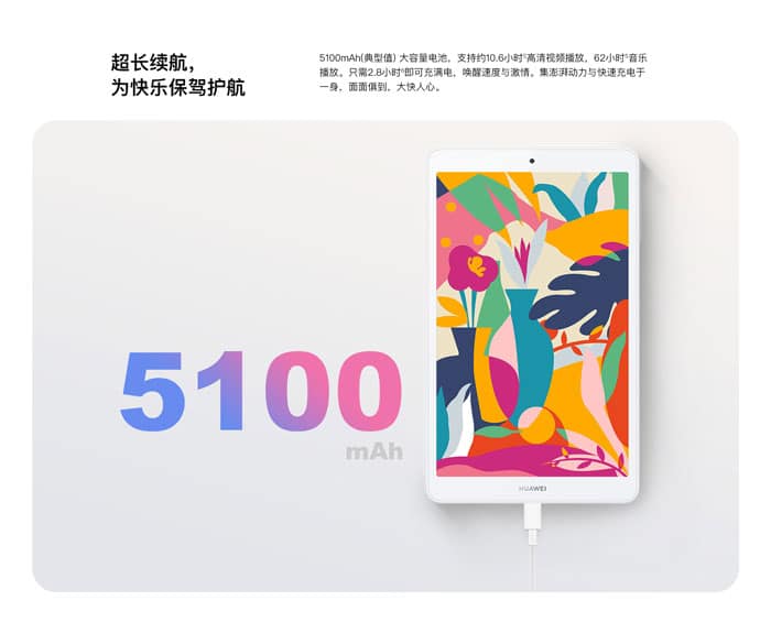 Huawei Mediapad M5 with 5100mAh Battery