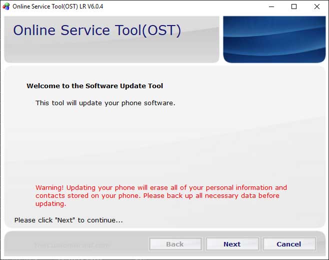 Launch Nokia Online Service Tool on PC