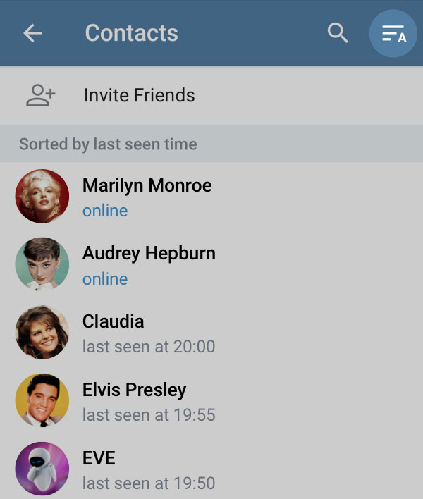 Sorting Contacts with Telegram v5.6.1