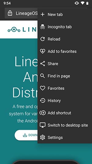LineageOS 16 Browser App