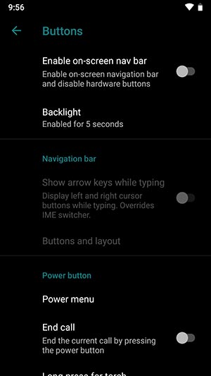 LineageOS 16 Device Settings Buttons Customization