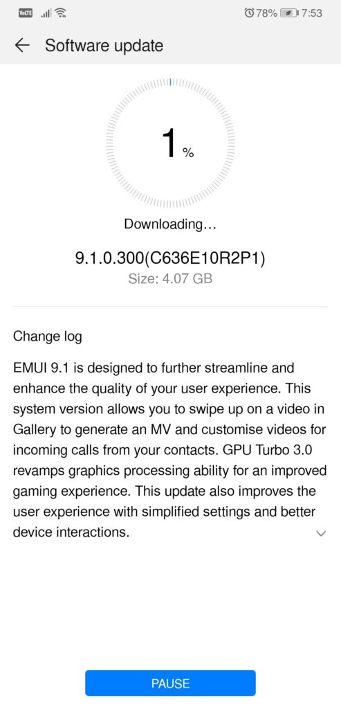 Huawei Mate 20 EMUI 9.1 Firmware Update