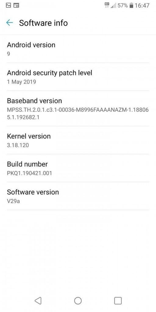LG G6 Leaked Android Pie Firmware