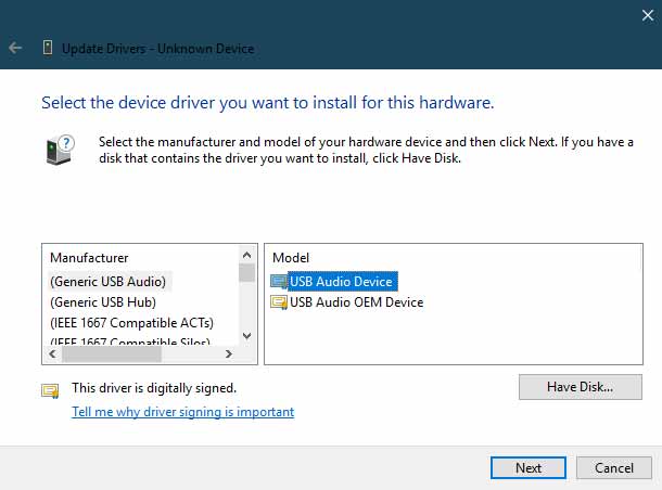 Manually Install Xiaomi USB Drivers Click on the Have Disk option