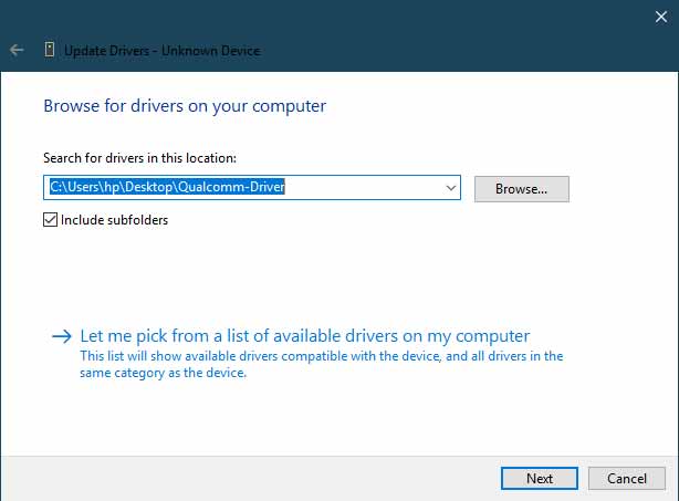 Manually Install Xiaomi USB Drivers Let me pick from a list of available drivers on my computer
