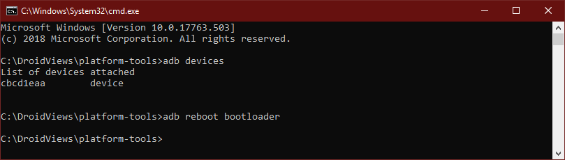adb reboot bootloader cmd window