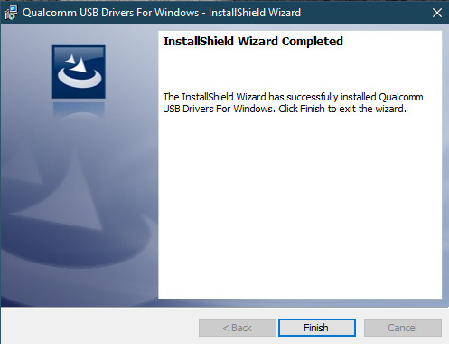 Download Qualcomm HS USB QDLoader 9008 drivers Finish Installation