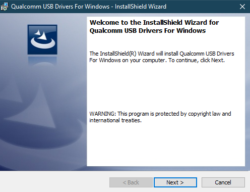 Download Qualcomm HS USB QDLoader 9008 drivers Installation Window