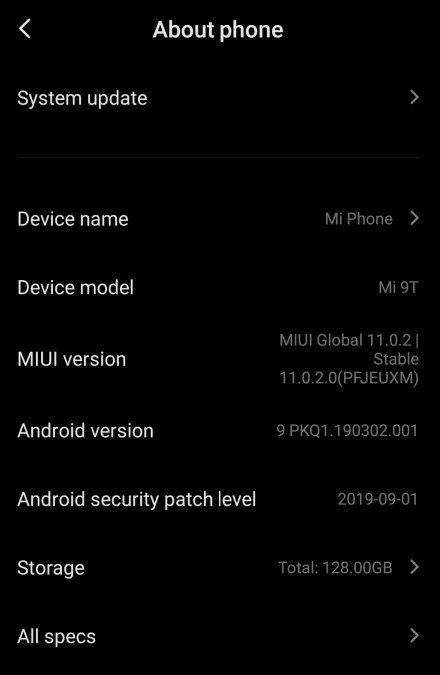 Mi 9T MIUI 11 Based Android 10 Firmware