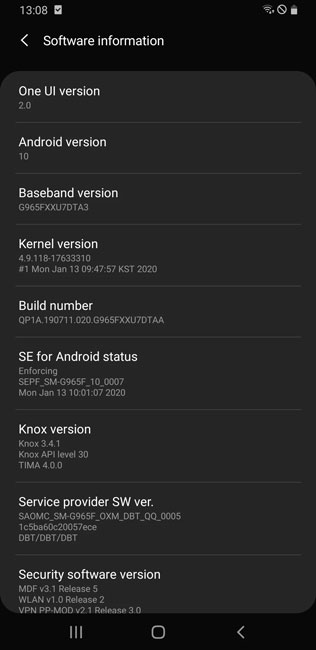 تحديث One UI 2 لهاتف Galaxy S9