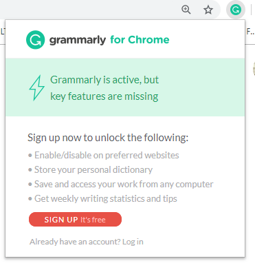 التسجيل في موقع Grammarly