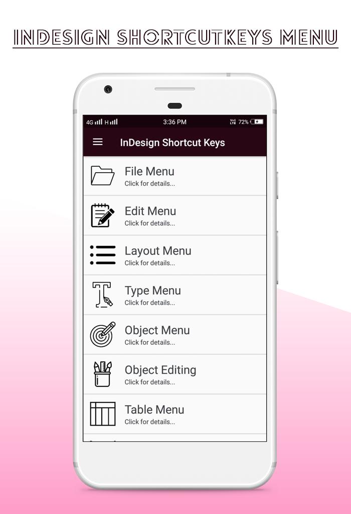 تطبيق InDesign Shortcut Keys أحد تطبيقات اختصارات البرامج