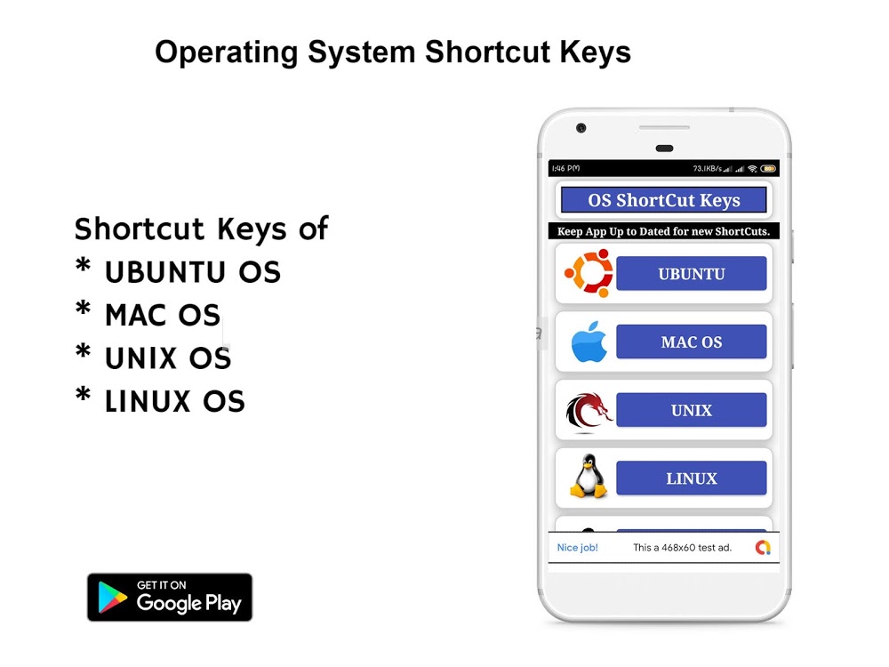 تطبيق OS Shortcut Keys: Linux, Unix, Mac and Ubuntu‏ أحد تطبيقات اختصارات البرامج
