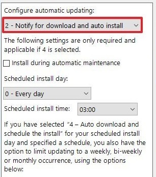 notify download auto install option windows 10