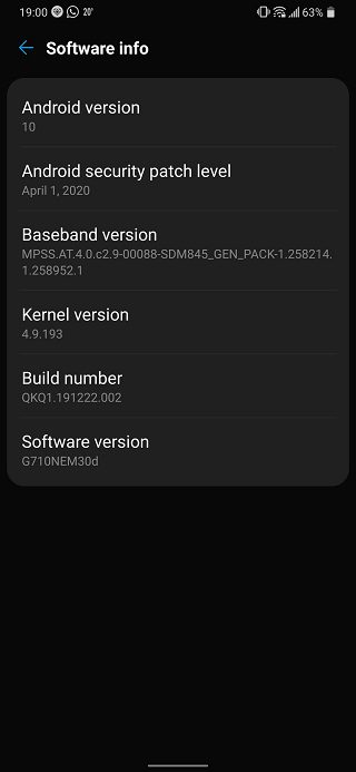 تحديث Android 10 لهاتف LG G7 ThinQ