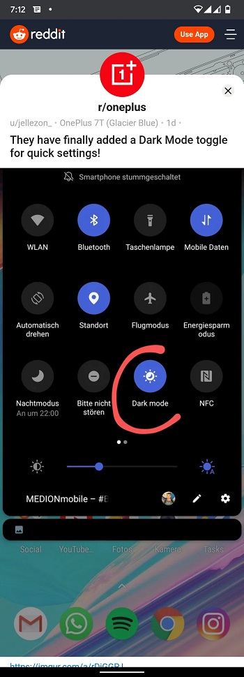 إضافة زر Dark Mode في هواتف ون بلس