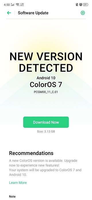 تحديث ColorOS 7 أوبو K3