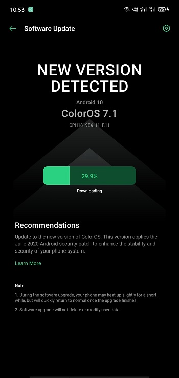 تحديث ColorOS 7 اوبو F7
