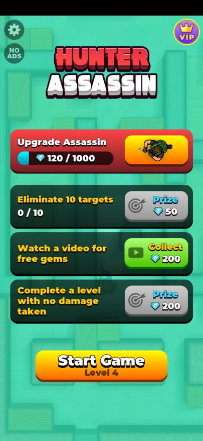 الأهداف التي عليك تحقيقها في لعبة لعبة Hunter Assassin