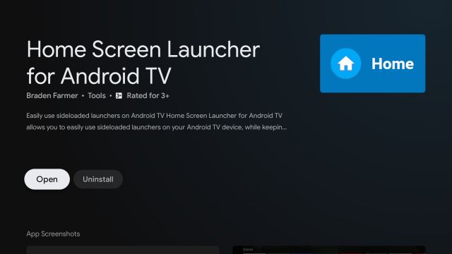 تثبيت Home Screen Launcher for Android TV