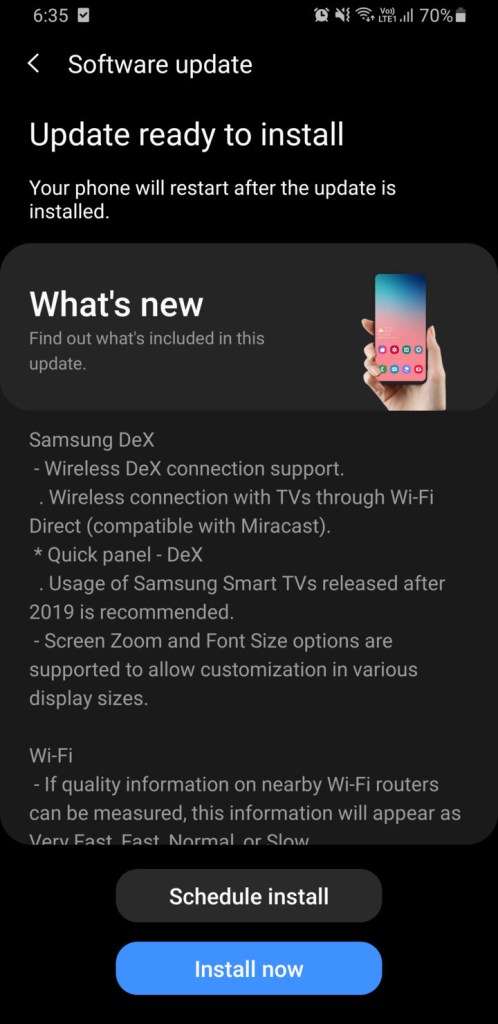 تحديث One UI 2.5 لهواتف S9 Note 9