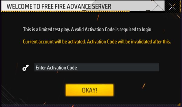 Free Fire Advance Activation Code
