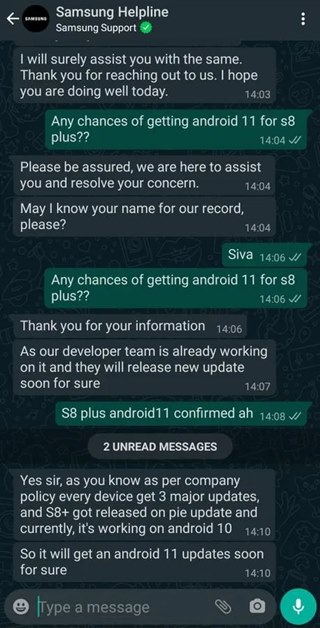 galaxy s8 android 11 one ui 3.0 alleged claim