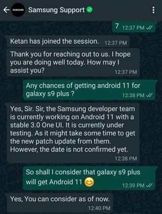 galaxy s9 android 11 one ui 3.0 alleged claim