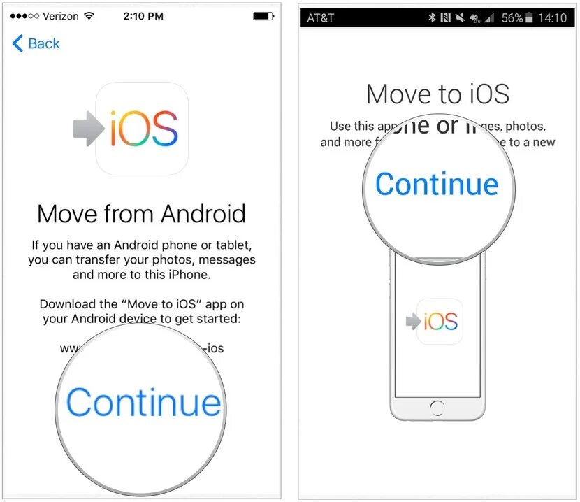 نقل البيانات من اندرويد إلى ايفون من خلال تطبيق Move to iOS 3