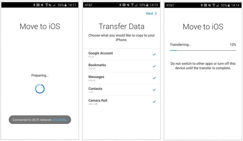 نقل البيانات من اندرويد إلى ايفون من خلال تطبيق Move to iOS 5