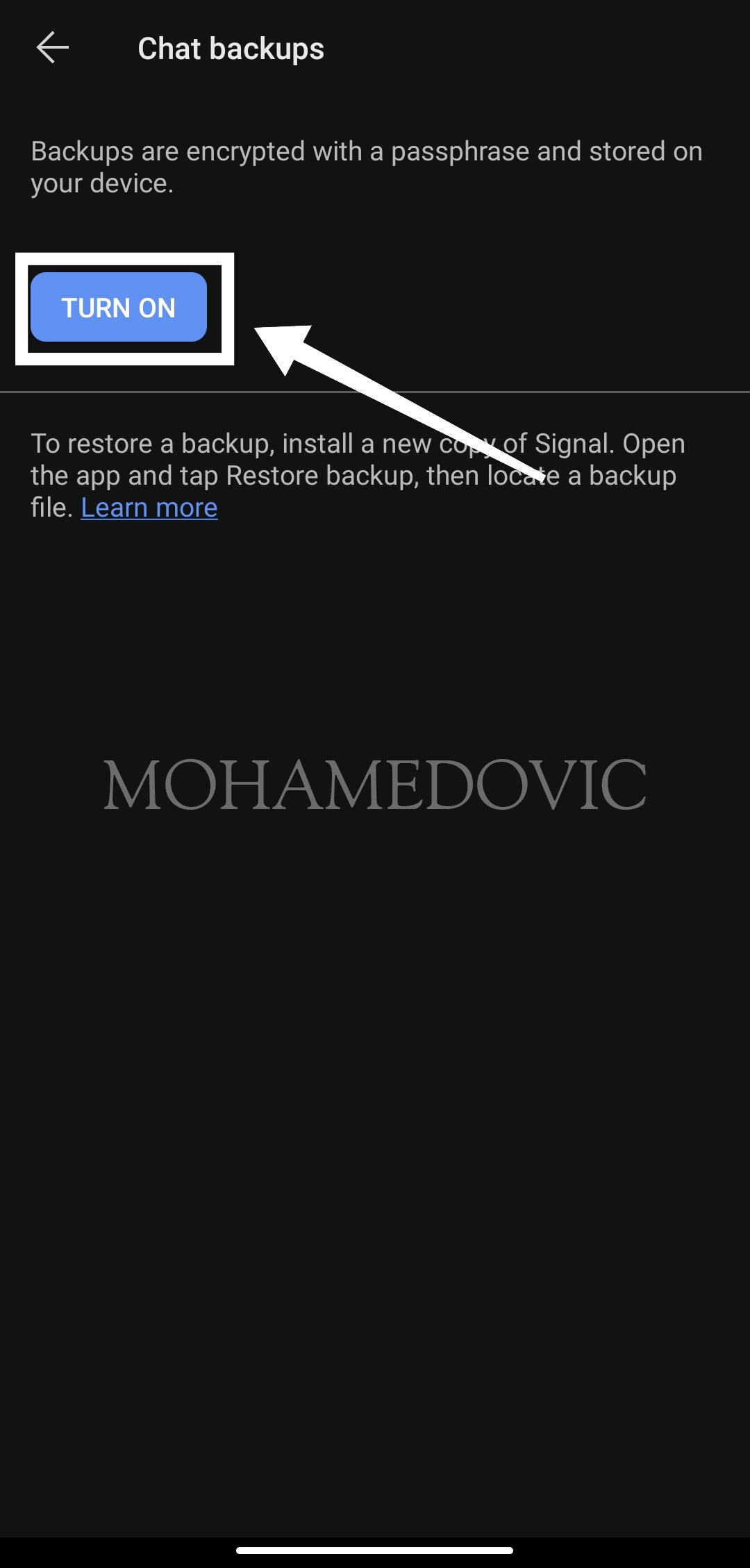 how to create backup and restore it in signal app mohamedovic 06
