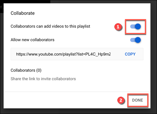 تفعيل Collaborators Can Add Videos To This Playlist