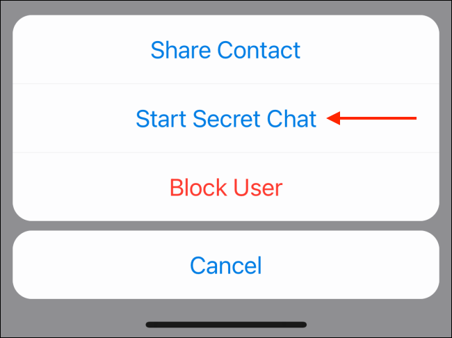 الضغط على Start Secret Chat لبدء إرسال رسائل مخفية في الايفون