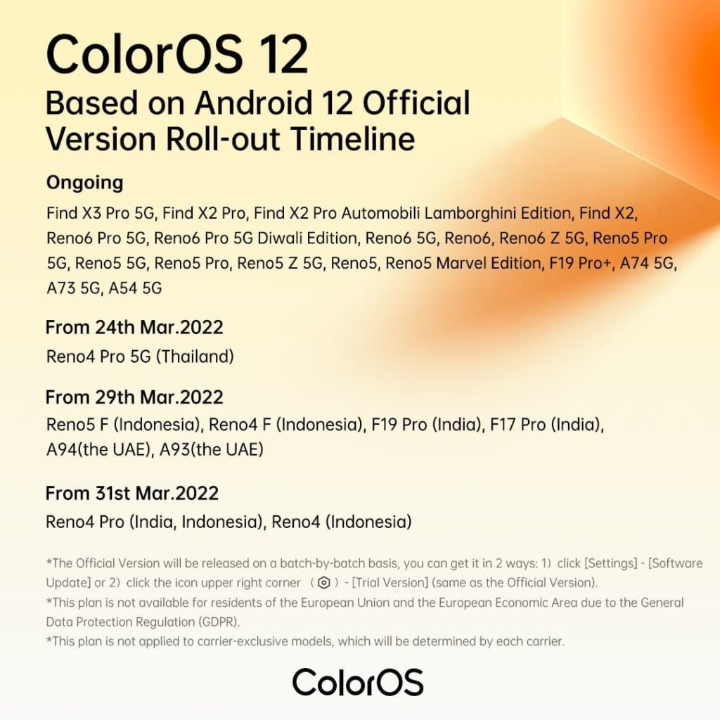 ColorOS 12 march plan 1