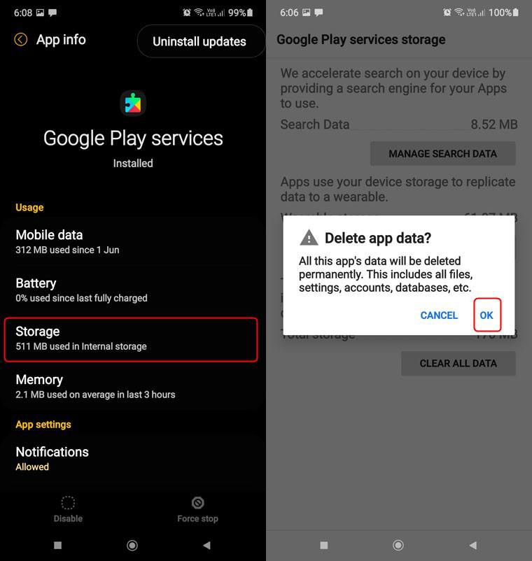 play store clear data